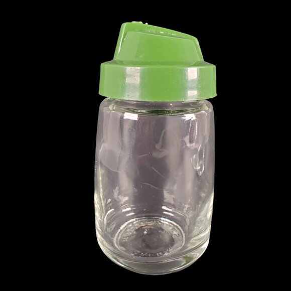 Vintage Gemco Federalware Salt & Pepper Shakers Clear Glass Green & Red Lids - Picture 3 of 7